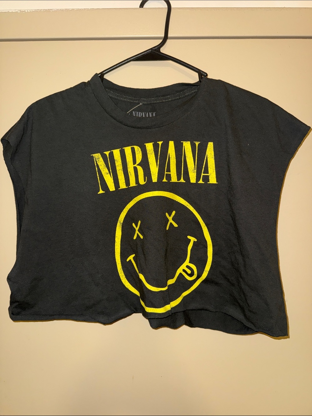 NIRVANA Black Tee with Yellow Smiley Logo
